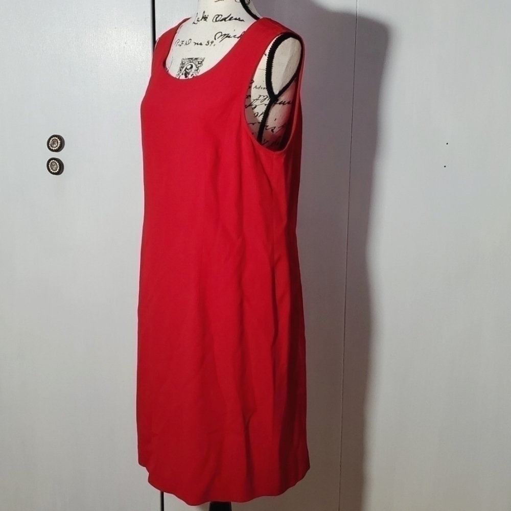 D.J Summers| Womens Cherry RED Sleeveless Sheath Style Midi Dress Sz.14P